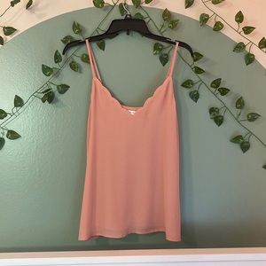 Pink scallop neck tank top